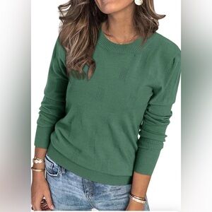 Green Textured knit Sweater L